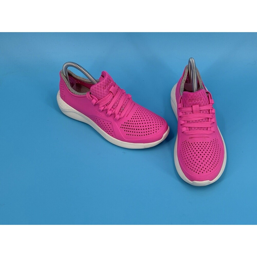 Crocs LiteRide Pacer Women’s Sneakers Hot Pink White W6 Style 205234